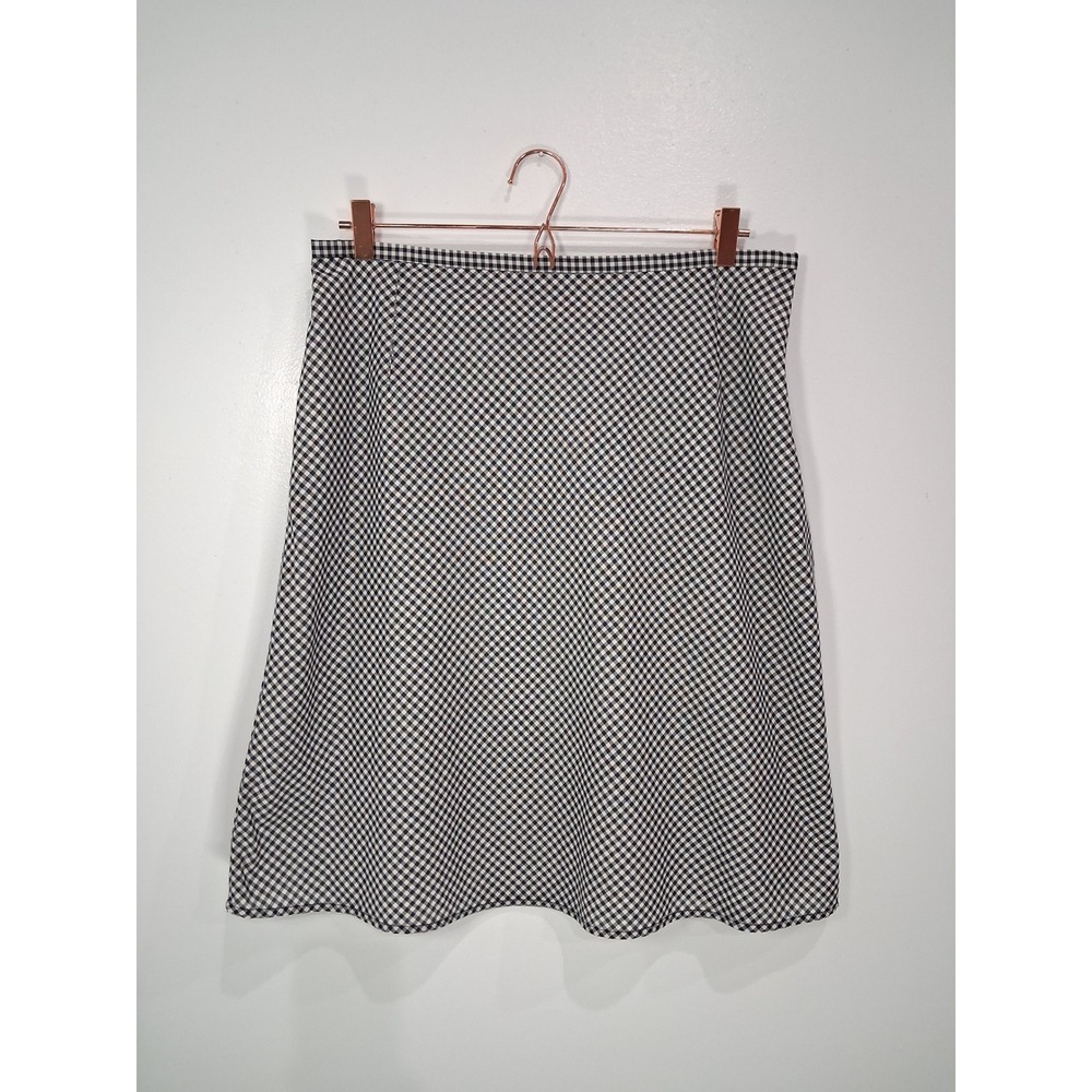 High Sierra Black White Gingham A-Line Midi Skirt Side Zip Size 16 Womens